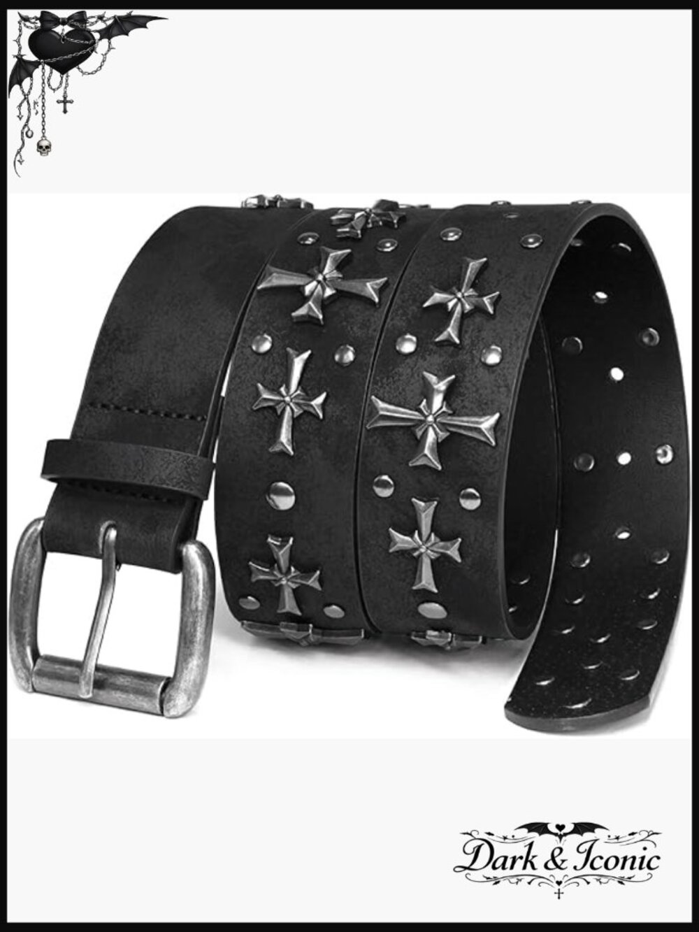 Studded Punk Rock Belt with Cross Rivets for Women